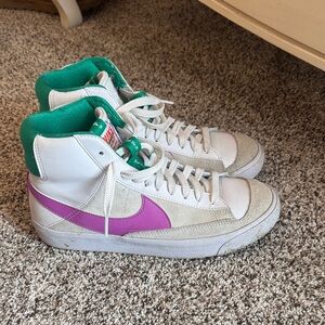 Nike Big Girls High-Top Blazers - White, Purple, and Green